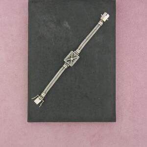 sterling silver vintage bali pearl wheat chain bracelet size 6.5in